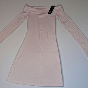 Women's Long Sleeve Mini Bodycon Dress - Wild Fable™ Light Pink XS: Off Shoulder